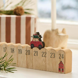 Calendrier de l'avent en bois petite voiture rouge