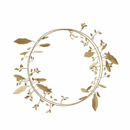 Couronne murale feuilles dorées en métal – décoration élégante