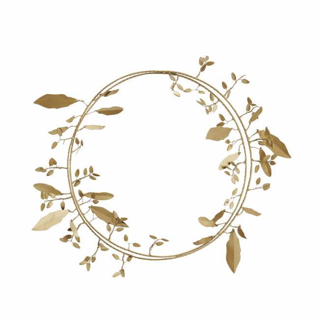 Couronne murale feuilles dorées en métal – décoration élégante