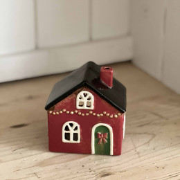 Maison lumineuse de Noël en céramique rouge