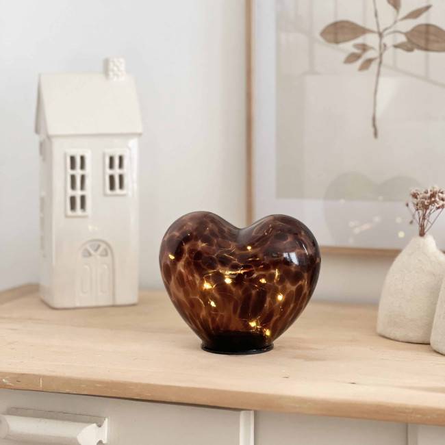 Coeur déco lumineuse LED - léopard