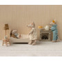 Lit miniature Maileg – Lit en bois avec linge de lit fleuri