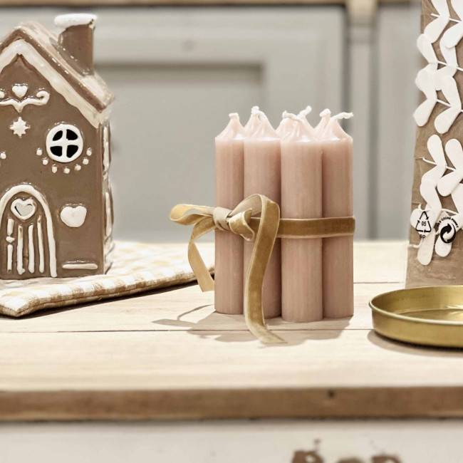 Bougies courtes beige lot de 8