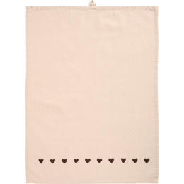 Torchon naturel à cœurs bruns