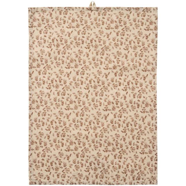 Torchon naturel imprimé champignons