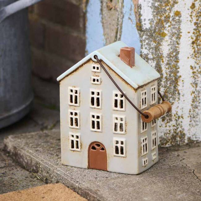 Lanterne photophore maison en céramique – Décoration chaleureuse