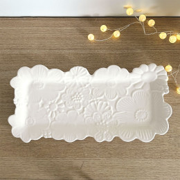 Plat rectangulaire en céramique motif fleurs