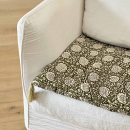 Dessus de canapé sofa cover kaki motif floral
