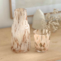 Service carafe et verre en verre - moucheté beige