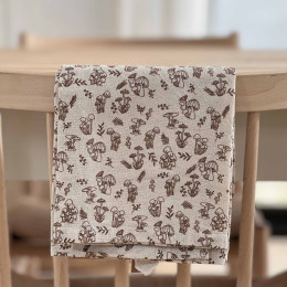 Torchon naturel imprimé champignons