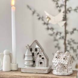 Lot de 2 maisons lumineuses LED en céramique