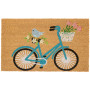 Tapis d'entrée paillasson coco vélo fleuri