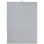 Torchon en coton Agathe bleu fleurs blanches