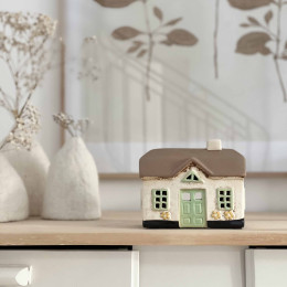 Maison photophore cottage fleur jaune