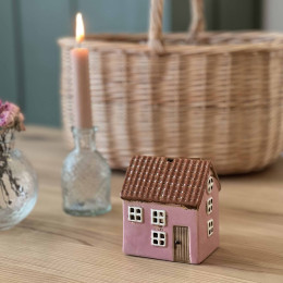 Petite maison photophore rose