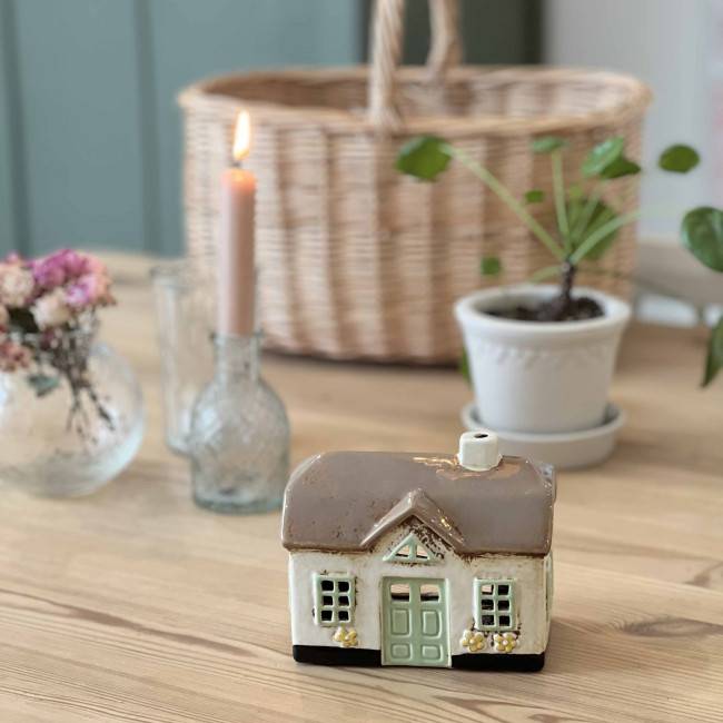 Maison photophore cottage fleur jaune