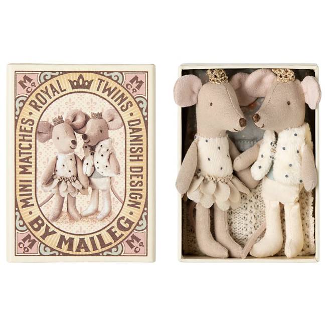 Souris jumeaux royaux dans leur boîte