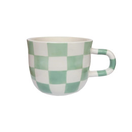 Mug à motif damier peint à la main