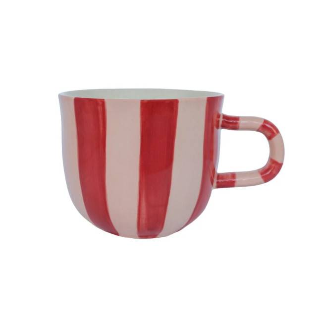 Mug à rayures rose peint à la main