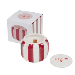 Bougie Je t'aime rayures blanc et rouge
