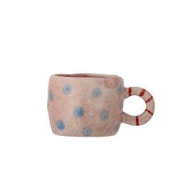Nini tasse nature rose pois bleu grès