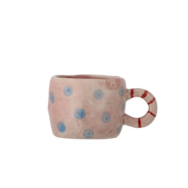 Nini tasse nature rose pois bleu grès