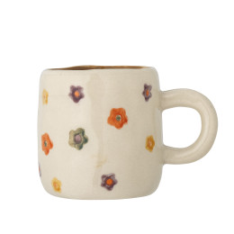 Addy Tasse en grès blanc petites fleurs