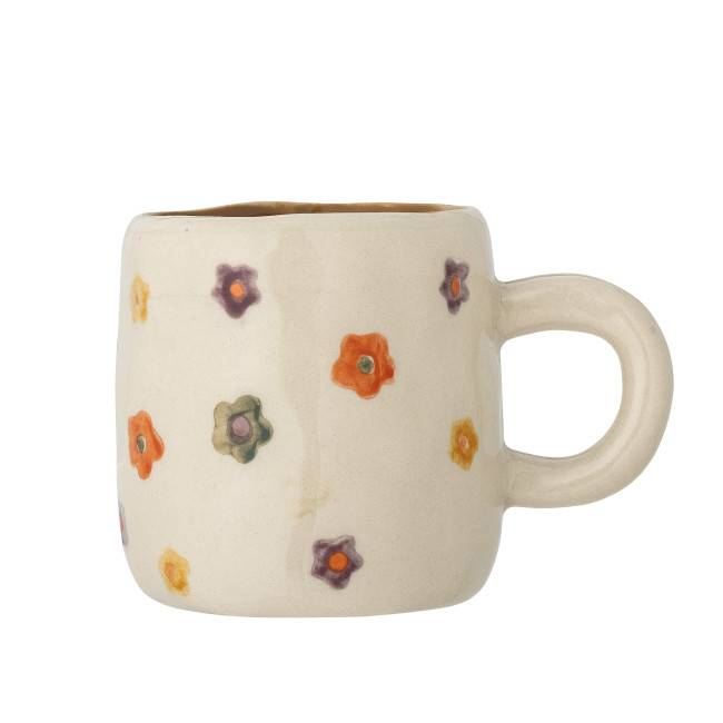 Addy Tasse en grès blanc petites fleurs