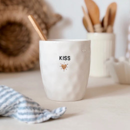 Gobelet tasse message Kiss doré