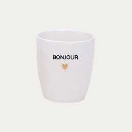 Tasse gobelet message bonjour doré
