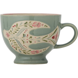 Grande tasse florale oiseau vert