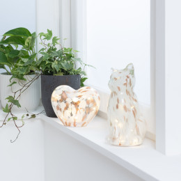Lampe chat LED blanc doré