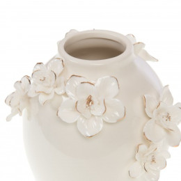 Grand vase pétales blanc or