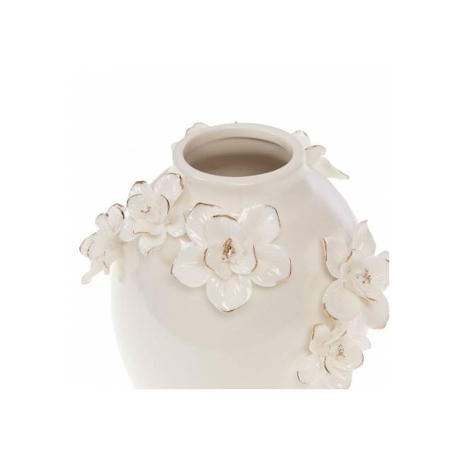 Vase Pétales blanc or