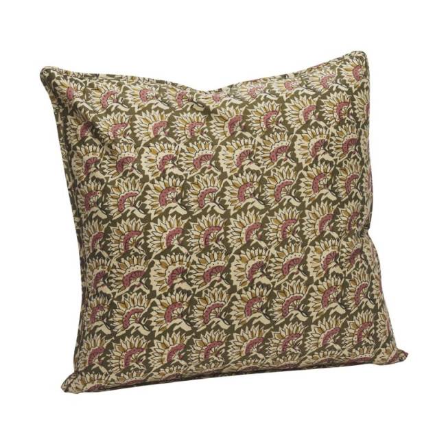 Coussin block print palm 50x50