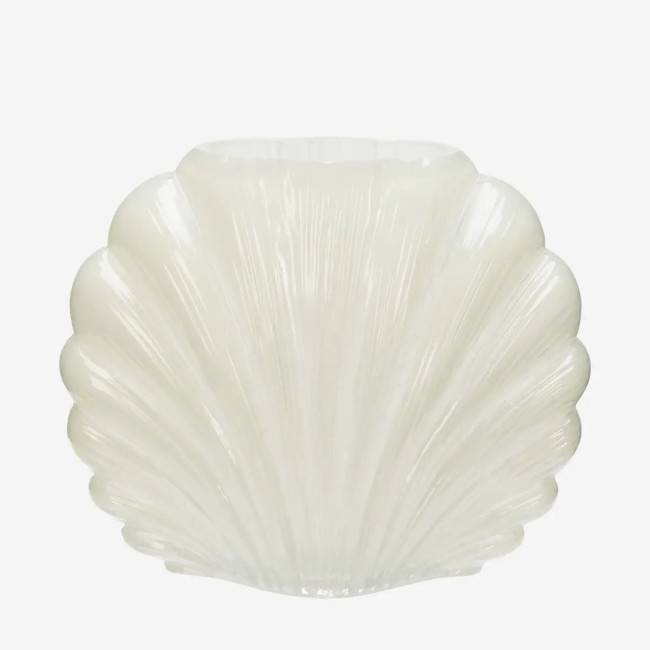 Vase coquillage en verre beige
