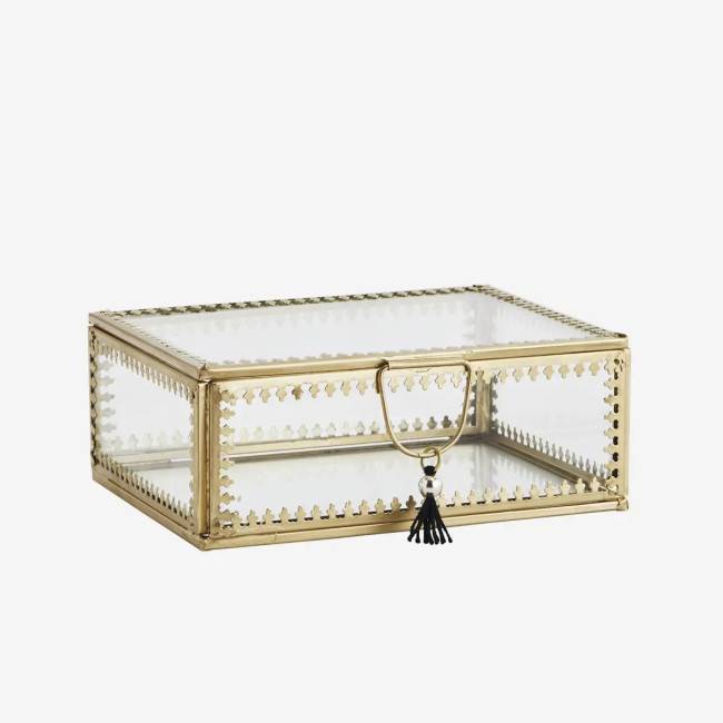 Boite en verre bordure laiton 12 X 9