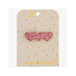 Barette 3 coeurs pailletés