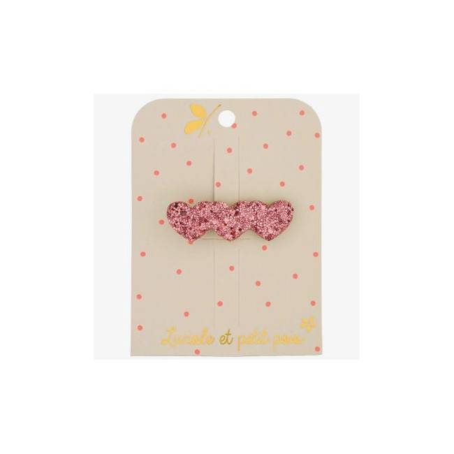 Barette 3 coeurs pailletés