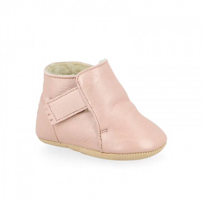 Chaussons bébé cuir fourrés - Cosimoo rose baba de Easy Peasy