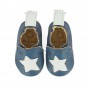 Chaussons bébé cuir Blumoo étoile bleu denim