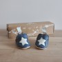 Chaussons bébé cuir Blumoo étoile bleu denim