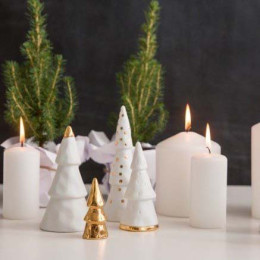 Forêt de Noël en porcelaine et doré