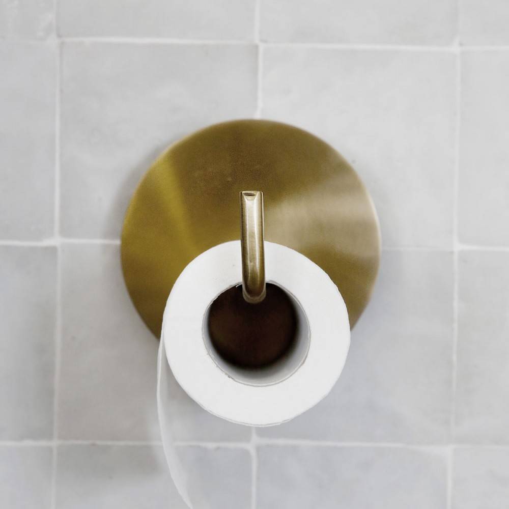 Dérouleur papier toilette + brosse WC en métal doré OR