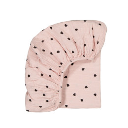 Drap housse bébé imprimé cœurs - rose 