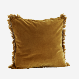 Housse de coussin à franges velours