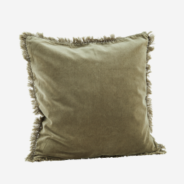 Housse de coussin à franges velours - Taupe