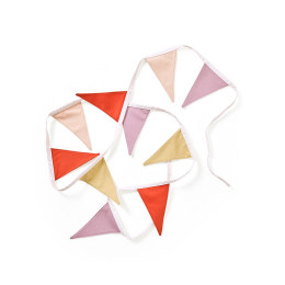 Guirlande de drapeaux en coton - rose 