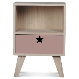 Table de chevet en bois enfant - rose 