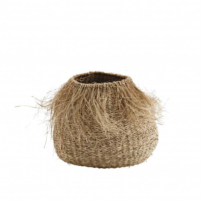 Panier en jonc de mer avec franges